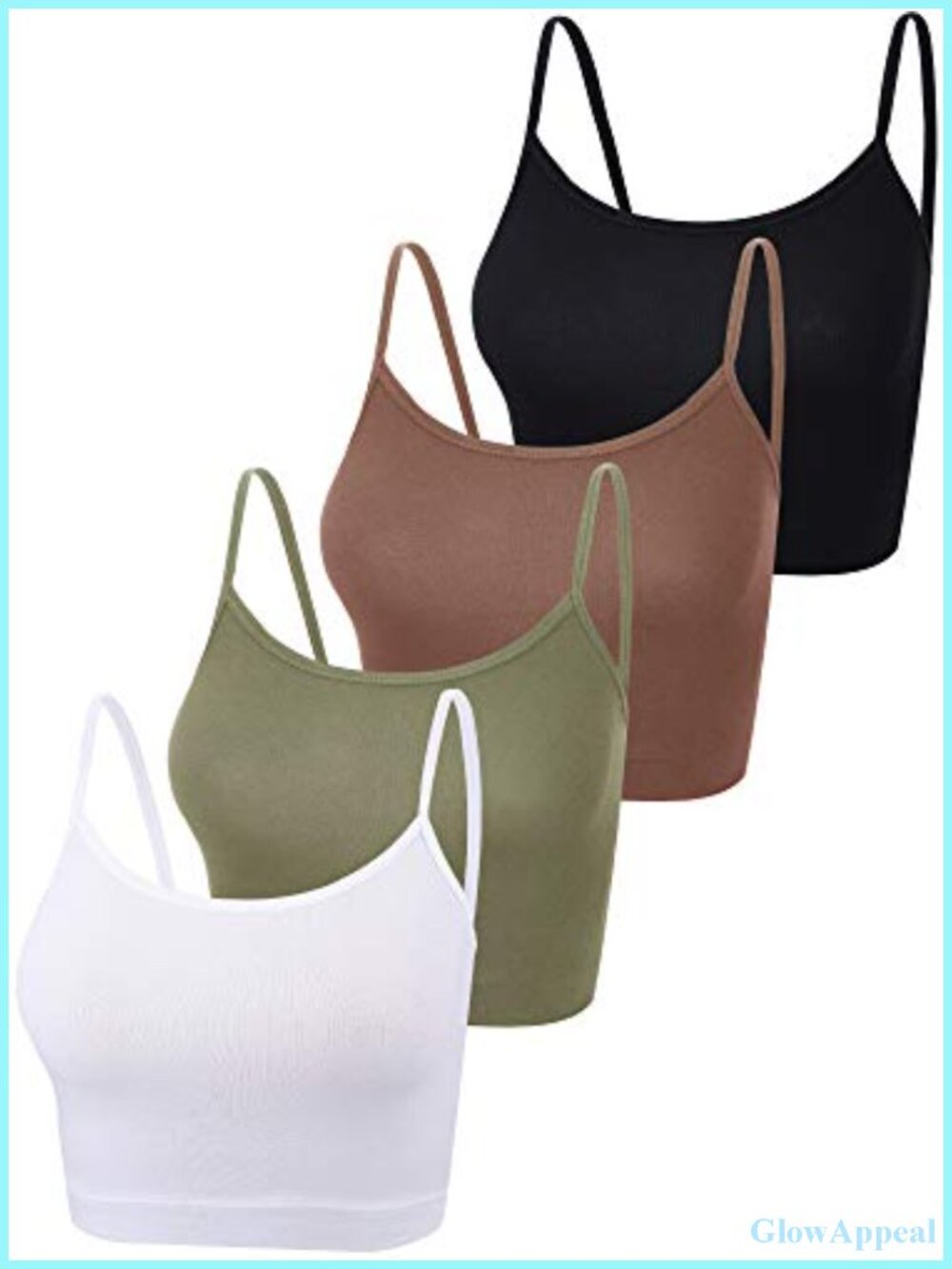 4 Pack Cropped Tank Tops Spaghetti Strap Crop Cami Basic Sports Cami Half